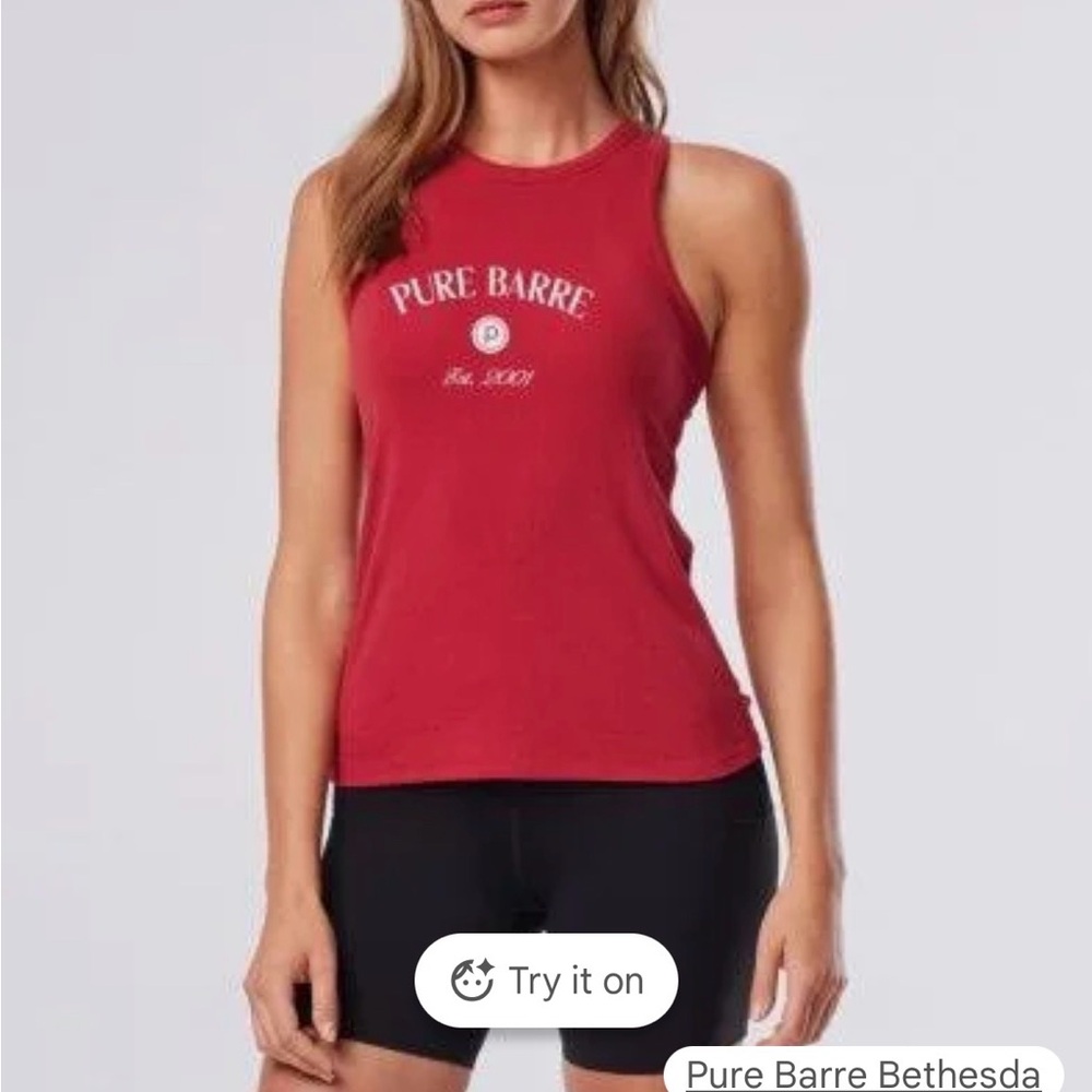 Women's Tavi Pure Barre Ribbed Racerback Tank Top - Crimson Red
